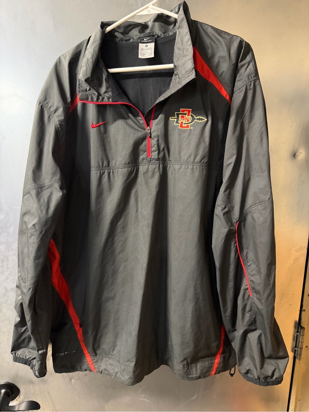 Nike Gray and Red SDSU Aztecs Quarter-Zip Windbreaker Pullover